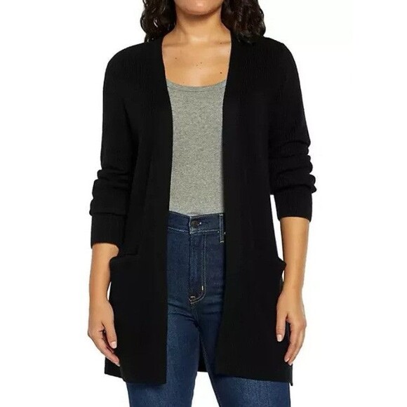 GAP Women’s XS True Black Cardigan Soft Knit Open Long Sleeve Sweater Layer - Picture 1 of 5